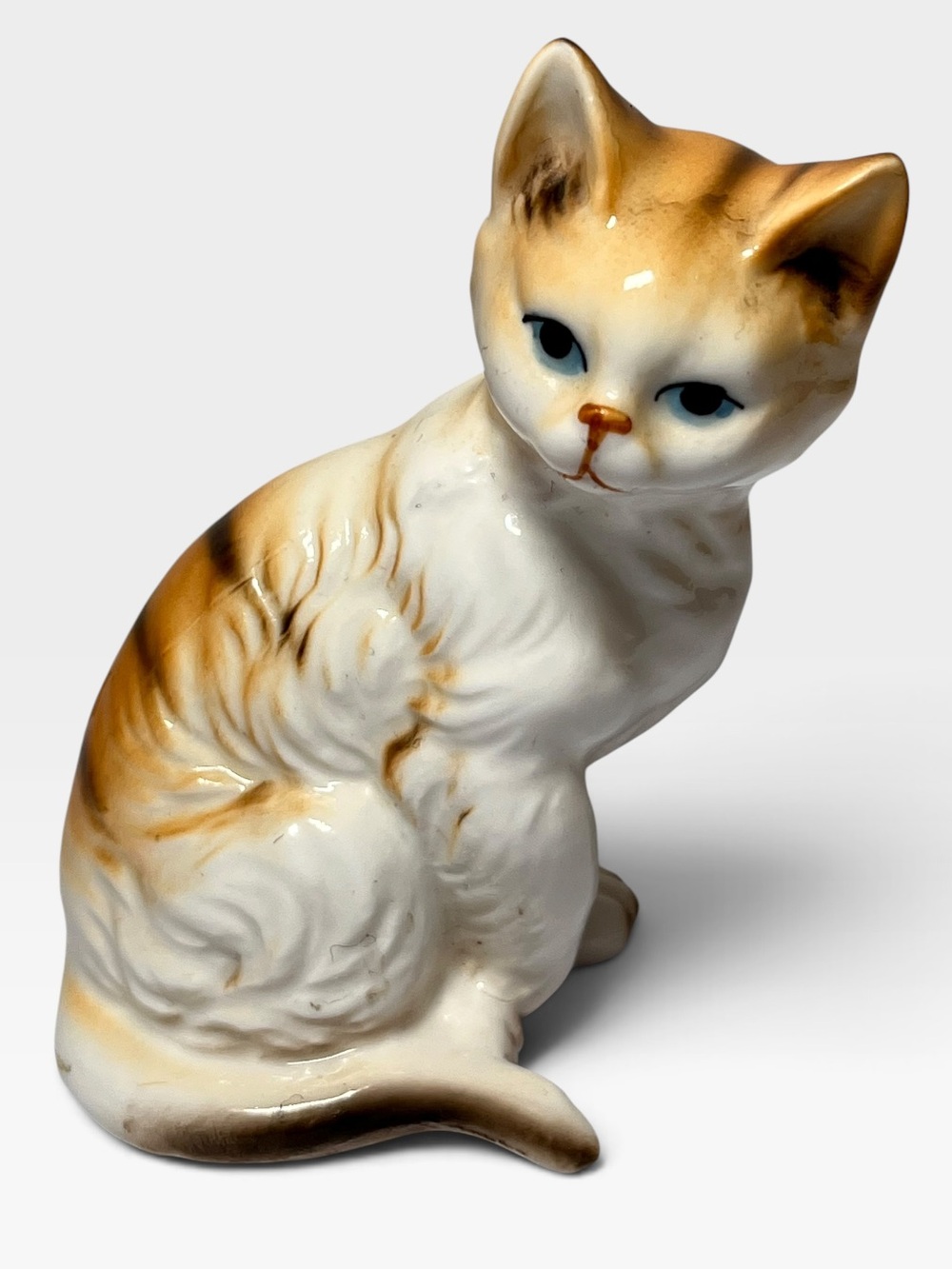 Vintage White and Brown Ceramic Cat Figurine
Bone China
MCM